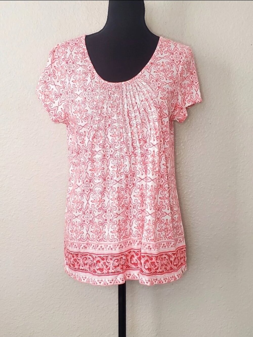 NWOT Charter Club Pink/White Damask Pattern Sleeveless Size: Medium